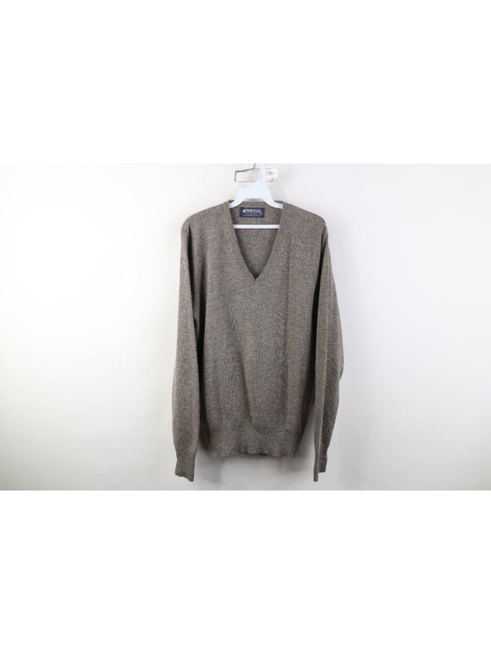 Vintage 70s Streetwear Mens Medium Blank Knit V-Neck Sweater Heather Gray USA